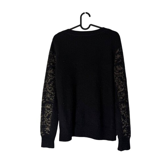 Sandro Black Gold Brocade Angora Crewneck Pullover Sweater Womens Size Small - Picture 5 of 6